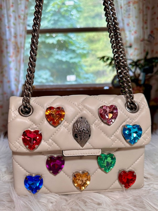 Kurt Geiger Handbags - Kurt Geiger • Kensington Bone & Rainbow Hearts Love Crossbody Leather Bag